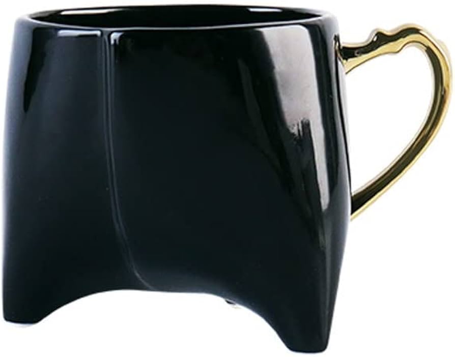 Black Ceramic Mug with Gold Heart Handle