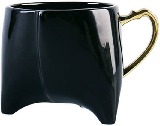 Black Ceramic Mug with Gold Heart Handle