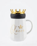 Queen Crown Ceramic Mug with Gold Crown Lid