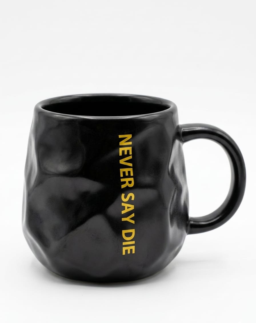 Never Say Die Black Geometric Ceramic Mug