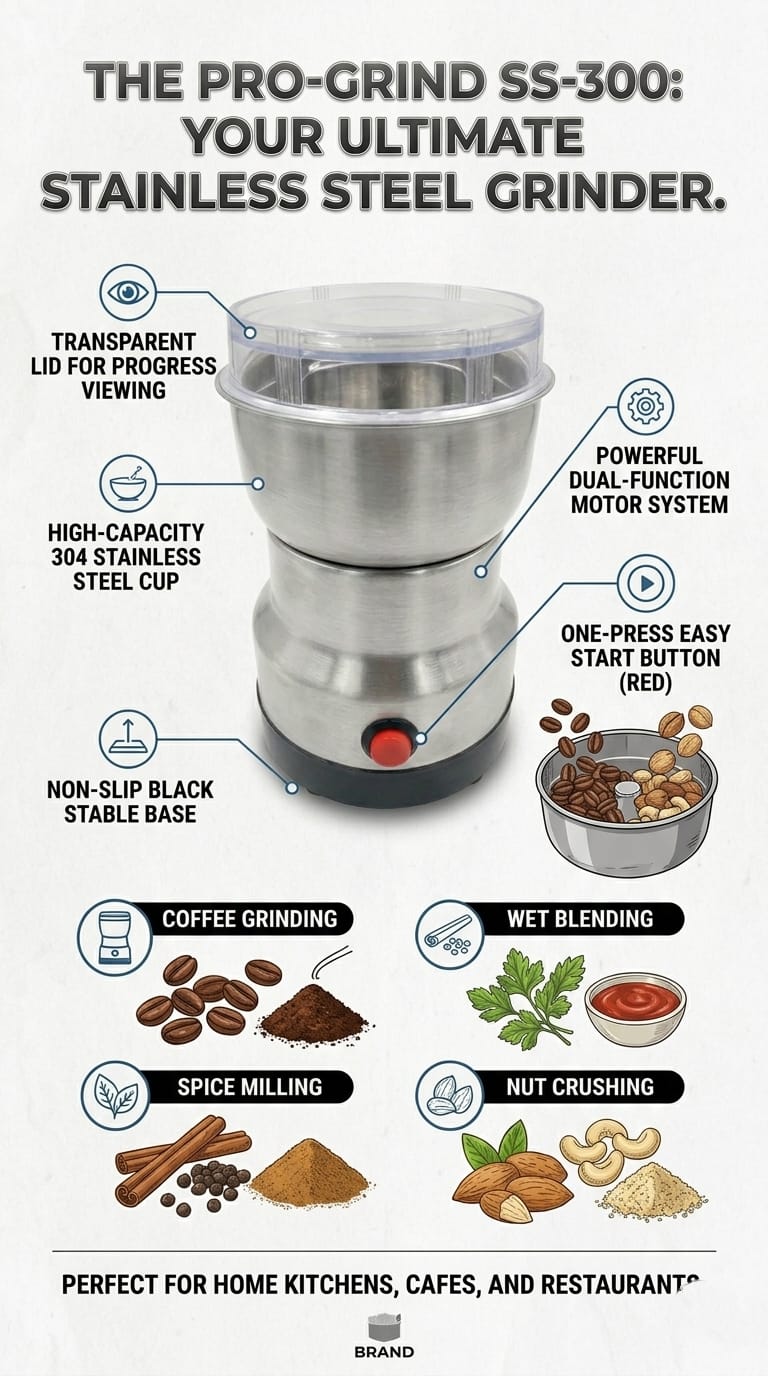 Electric Grinder & Chopper – 10 Second Powerful Grinding