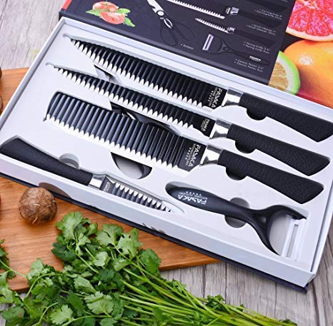 6-Piece Kitchen Knife Set – Sharp Stainless Steel with Scissors & Peeler