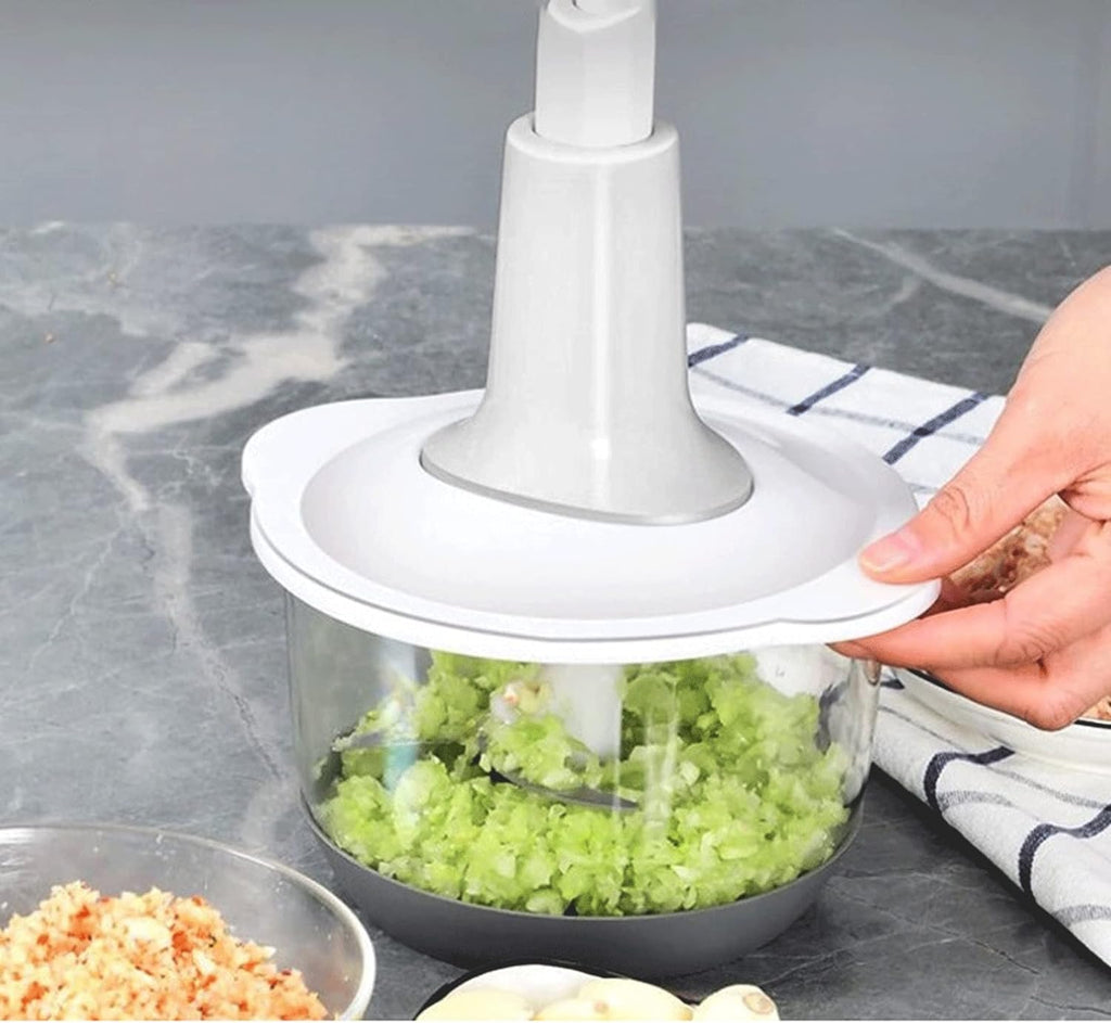 Manual Hand Chopper – Vegetable, Meat & Garlic Chopper (Plastic & Steel)