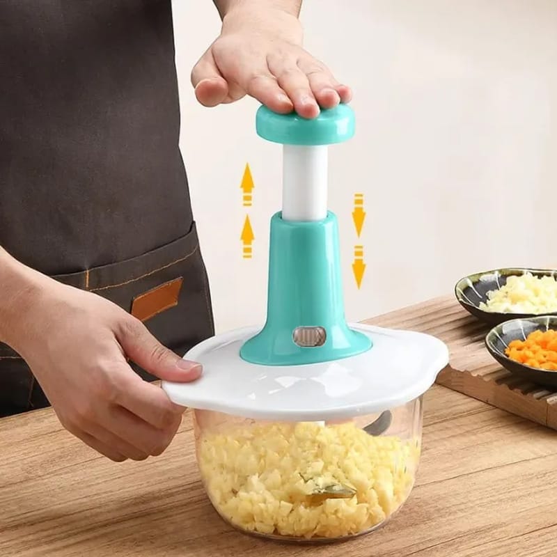 Manual Hand Chopper – Vegetable, Meat & Garlic Chopper (Plastic & Steel)