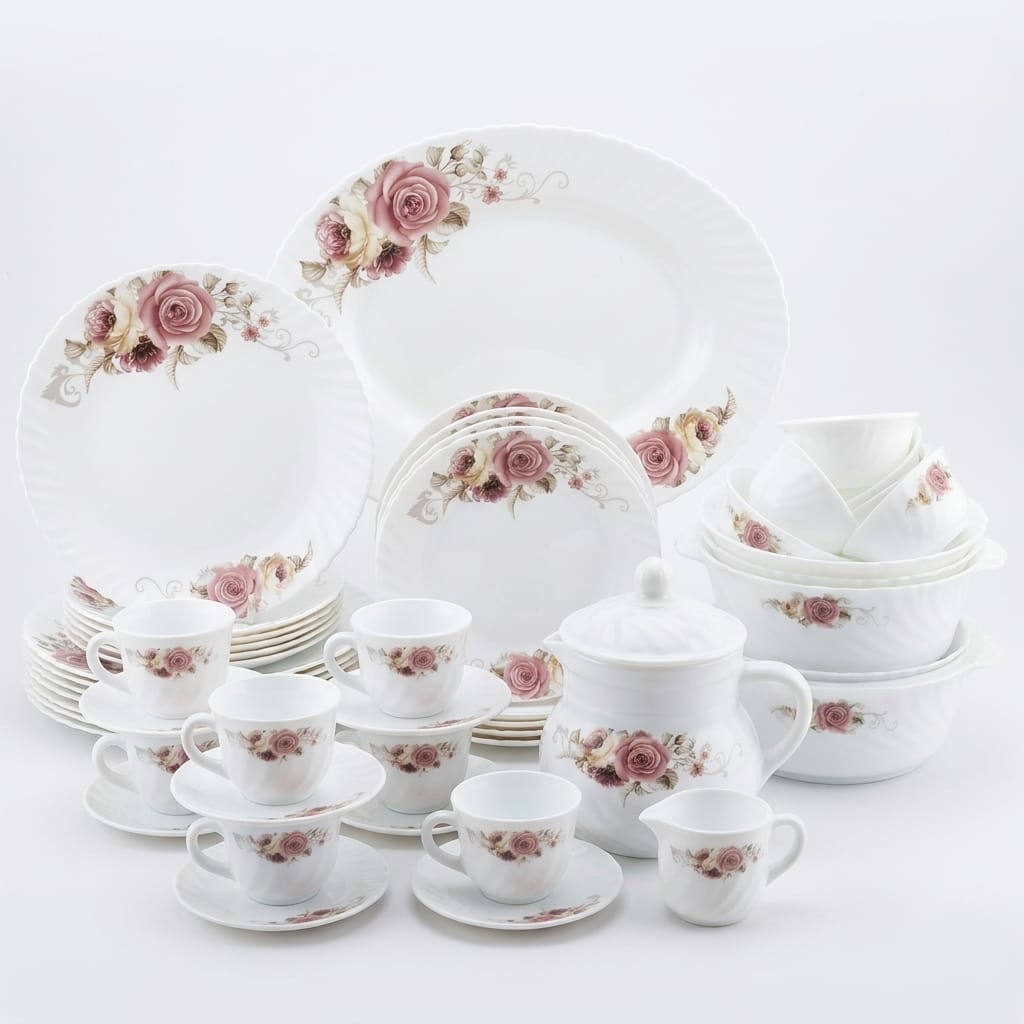 72 Pc Corolle Marble Rose Dinner Set – Premium Bone China