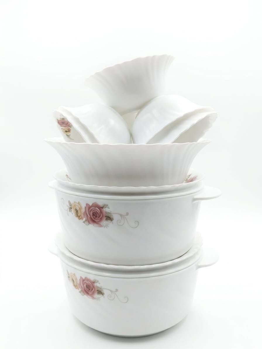 72 Pc Corolle Marble Rose Dinner Set – Premium Bone China