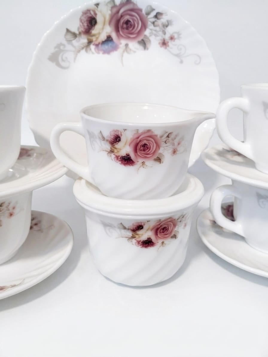 72 Pc Corolle Marble Rose Dinner Set – Premium Bone China