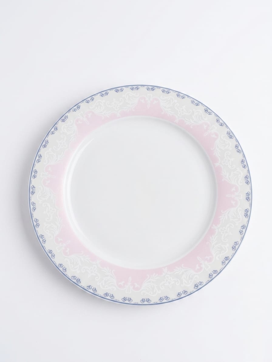 61 Pc Pink Blossom Silver Bone China Dinner Set – Premium Quality