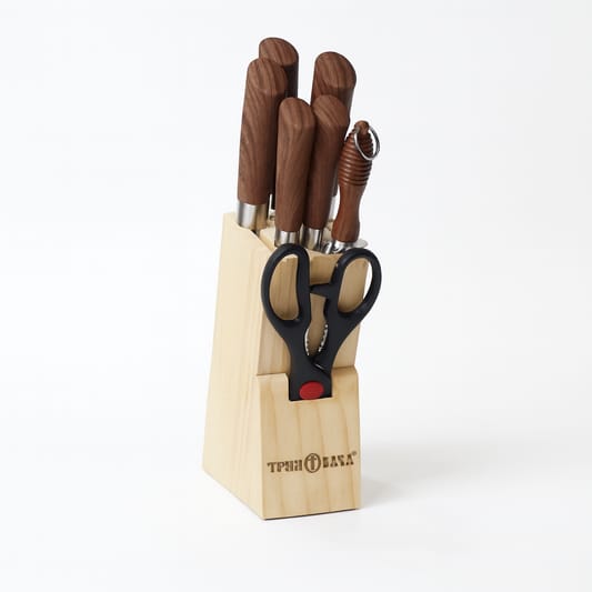 8-Piece Stainless Steel Knife Set with Wooden Block