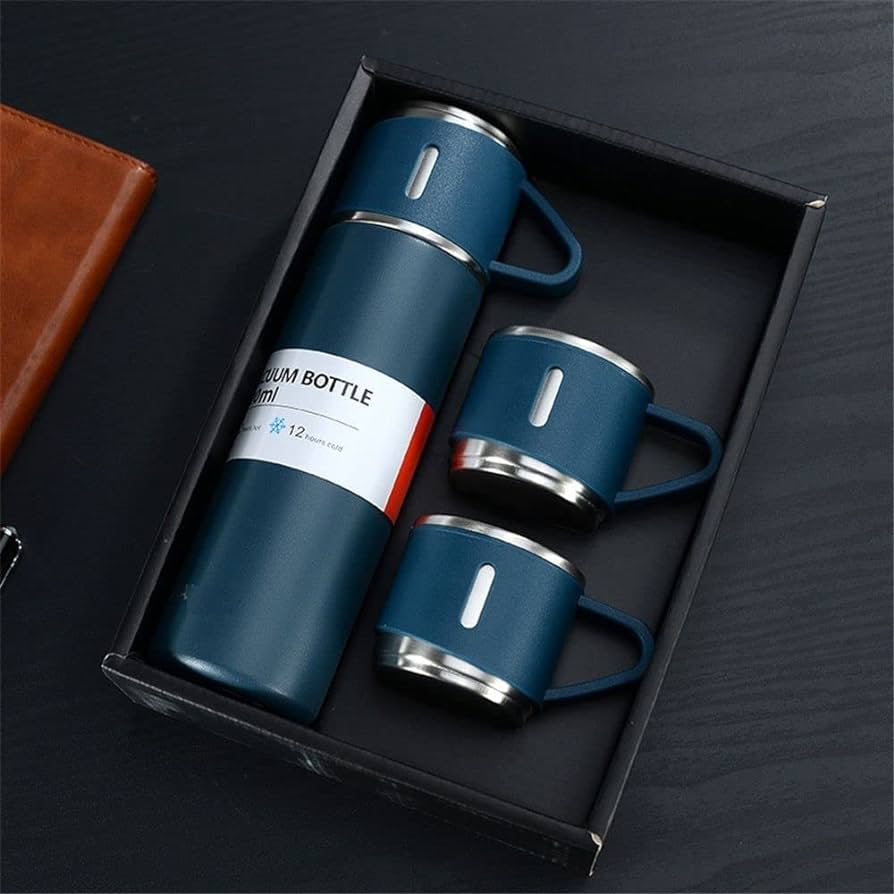 Vacuum Thermal Flask Gift Set with 3 Cups