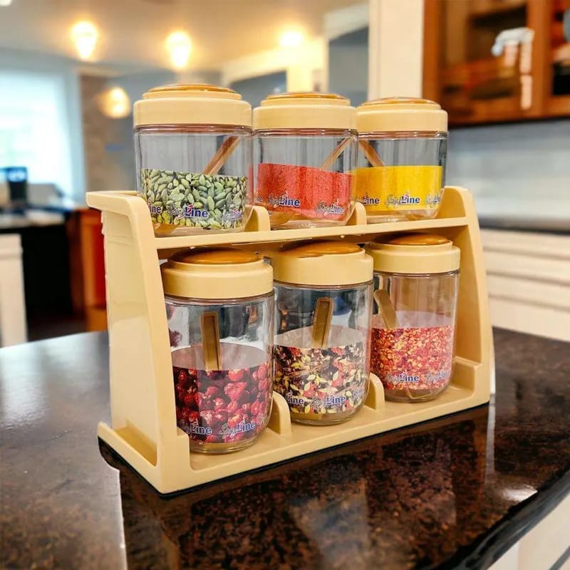 6-Jar Masala Spice Rack Set with Stand - SpiceLine