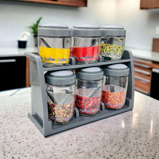 6-Jar Masala Spice Rack Set with Stand - SpiceLine