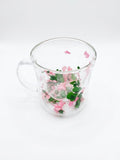 Floral Glass Mug – Double Wall with Preserved Flowers